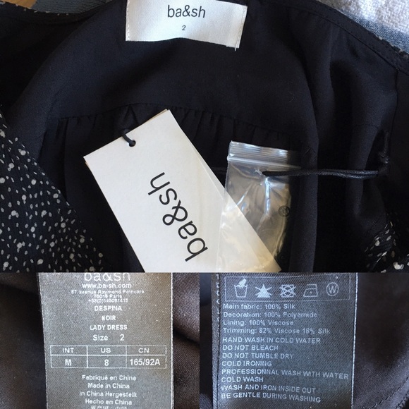 NWT ba&sh Robe Despina Dress Noire M/8 - Picture 15 of 15